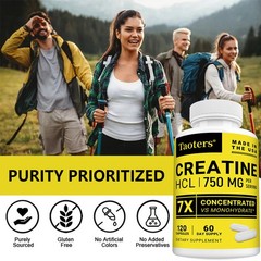 Creatine Hcl 750 Mg 30-120 Capsule Support Immune Energy Cognitive Muscle Health