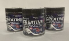 LOT OF THREE Bageto CREATINE Monohydrate Gummies 8000mg Ras Blue 120 Exp 8/27