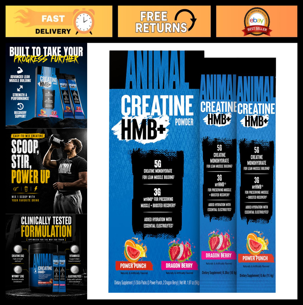 Creatine HMB Powder with Electrolytes – 3g MyHMB + 5g Creatine for Recovery & En
