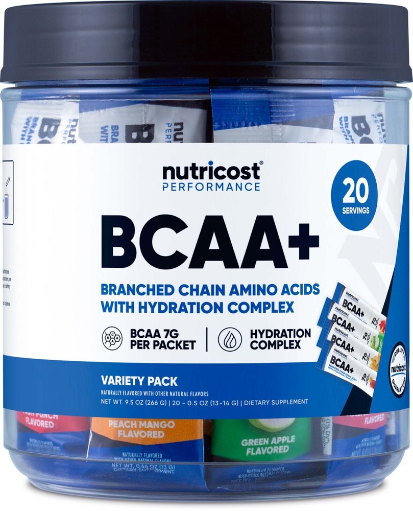 Nutricost BCAA+ Hydration Variety Pack (20 Stickpacks) – Gluten-Free