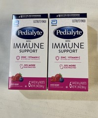 2Pedialyte, Electrolyte Drink Immune Support Mixed Berry Berry Powder, 6 Count,