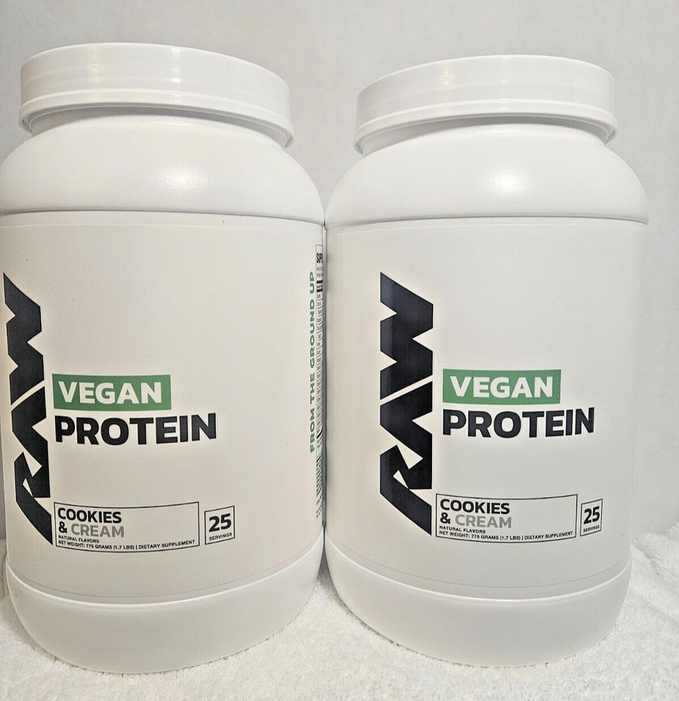 RAW Vegan Protein, Cookies & Cream, 1.7 lbs (775 g) PACK OF 2