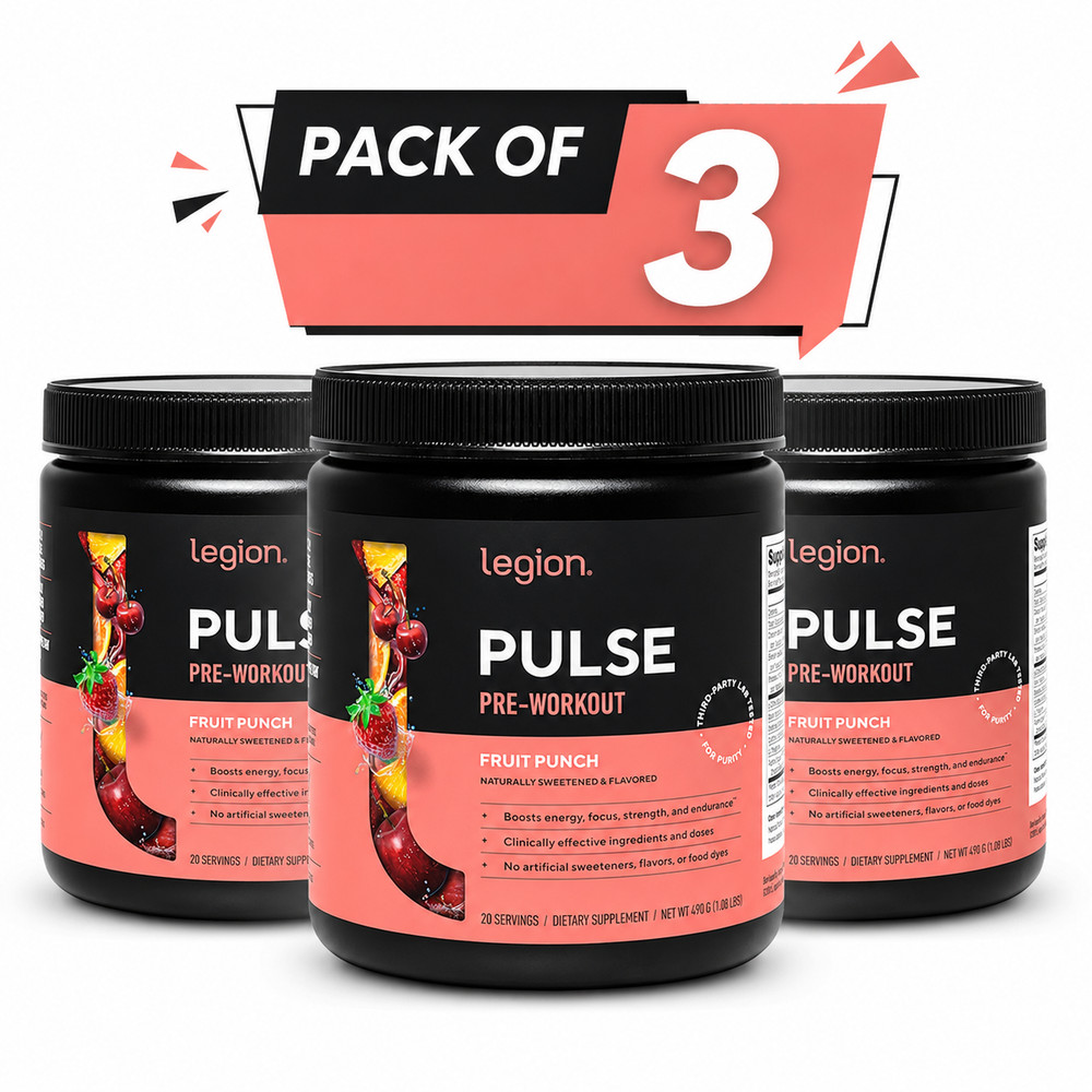 Legion Pre-Workout Drink – Fruit Punch 490 g/1.08 lbs Each (Pack of 3)