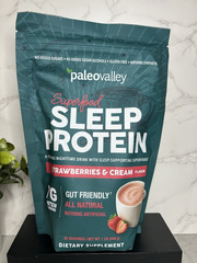 Paleovalley Superfood Sleep Protein Powder Strawberries & Cream 1lb Exp 02/28