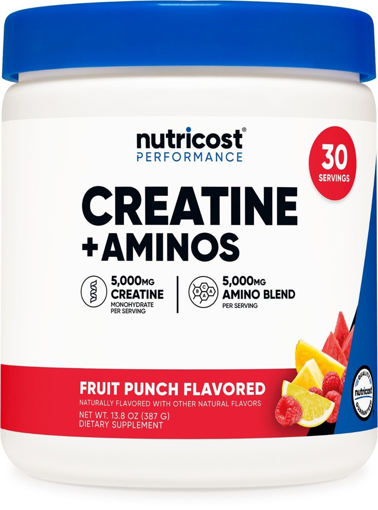 Nutricost Creatine + Aminos 30 Servings (Fruit Punch Flavored)