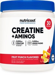 Nutricost Creatine + Aminos 30 Servings (Fruit Punch Flavored)
