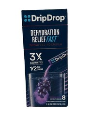 DripDrop Electrolyte Drink Mix Powder Dehydration Relief Grape 8 Pk Exp 11/27