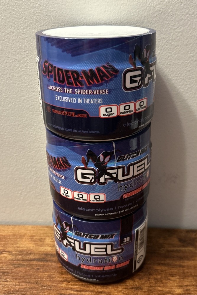 3x G Fuel Spider-Man Across the Spider-Verse Glitch Mix Hydration Tub Exp 5/2028