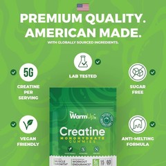 The Warm Up Creatine Monohydrate Gummies Sugar Free – Vegan – 60 Count EXP 2027