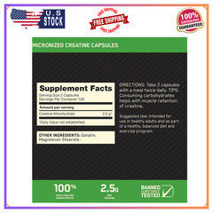 Optimum Nutrition Creatine Monohydrate Capsules 2500mg, 300 Count, Keto Friendly