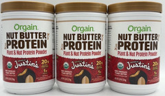 3PK Orgain Nut Butter Protein ~ Justin’s Dark Chocolate Peanut Butter ~ EXP 2/27