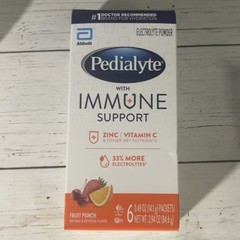 Pedialyte Electrolyte Powder Immune Support 6 Packets Fruit Punch Exp 4/25