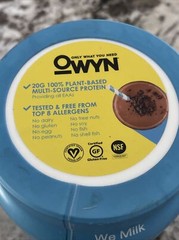 OWYN Only What You Need Plant-Based Protein , Smooth Vanilla, 1.05 lbs