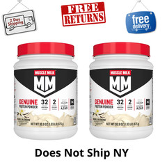 (2 Pack) Muscle Milk Genuine Protein Powder, Vanilla, 32g Protein, 1.9lb, 30.9oz