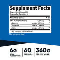 Nutricost BCAA Powder 60 Servings (Unflavored) – 6000mg Per Serving