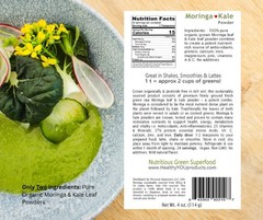 ORGANIC MORINGA & KALE POWDER COMBO – Energy Endurance Vitality – 4 oz Pure