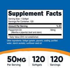 Nutricost Peppermint Oil Softgels (120 SFG) (50 MG) – Gluten Free & GMO Free