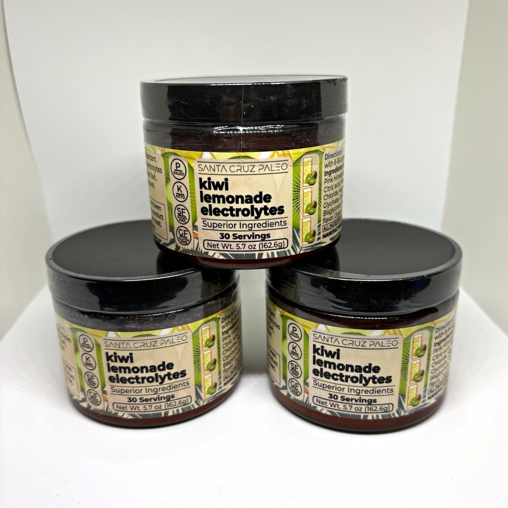 3 Pack of Santa Cruz Paleo Kiwi Lemonade Electrolytes Powder Non-GMO 5.7 oz