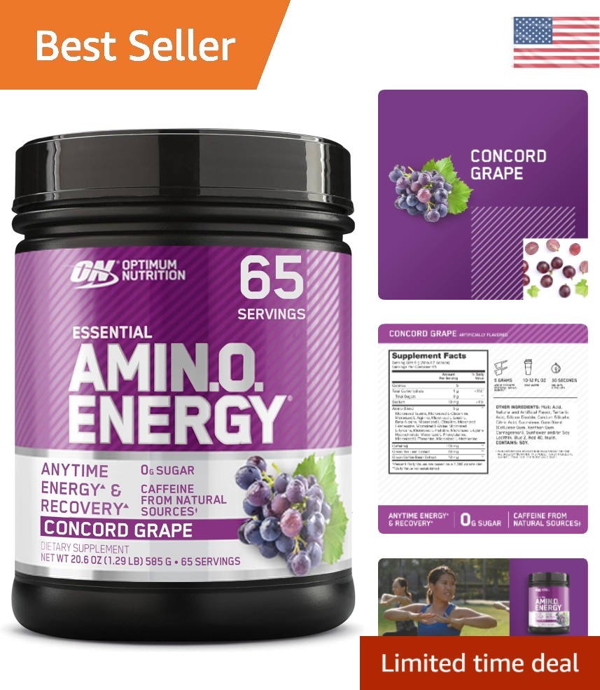 Concord Grape Amino Energy – Pre Workout with BCAA, Anytime Formula, 1.29 lb