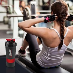 500ml Protein Shaker Bottle Layered Powder Storage Water Bottle Wire Ball