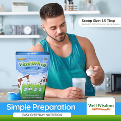 Grass-Fed Whey Protein Powder for Immune Vitality, Natural Cocoa 600G (30 Servin