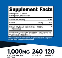 500mg HMB Nutritional Supplement 240 Capsules Non GMO Gluten Free GMP Certified