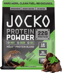 Jocko Mölk Whey Protein 22g Monk Fruit Blend, 31 Servings (Mint Chocolate)