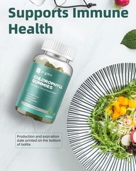 Chlorophyll Gummies for Body Odor Sugar Free 120 Count, Internal Deodorant Suppl