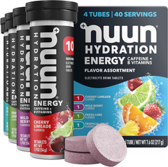 Nuun Energy Electrolyte Tablets Caffeine Mixed Flavors, 40 Servings