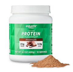 3 Pack Equate Plant-Based Protein Powder Supplement, Rich Chocolate, 14.1 oz Pk