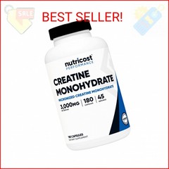 Nutricost Creatine Monohydrate 3,000mg, 180 Capsules (750mg Per Capsule) – Glute