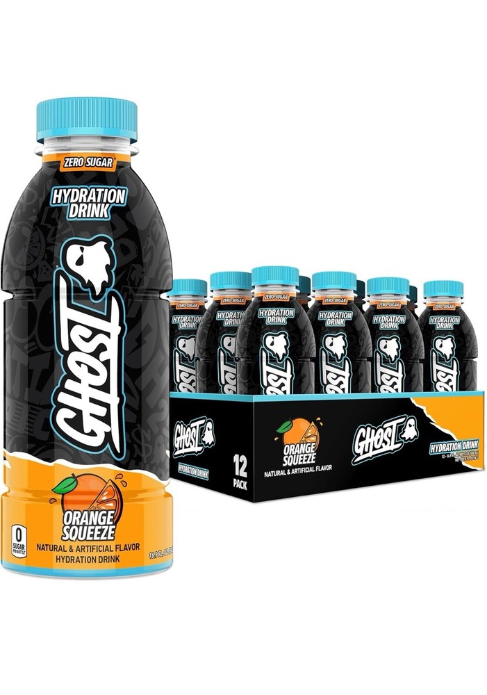 GHOST Hydration Drink Orange Squeeze RTD Sports Drink with Electrolytes 12 PK
