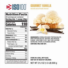 Dymatize ISO100 Hydrolyzed Whey Isolate Protein Powder, Gourmet Vanilla, 20 Ser