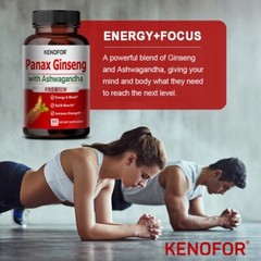 Panax Ginseng with Ashwagandha, Male Muscle Strength Mood Supplement, 60 Caps