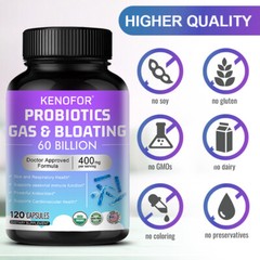 60 BILLION Prebiotic & Probiotics, Gas, Constipation & Bloating Relief