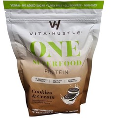 VitaHustle ONE Superfood Plant Protein Powder Cookies & Cream 22.48oz 15 Serving