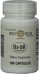 Bio-Tech Pharmacal D3-50 50,000 IU, 100 Capsules Ð All-Natural Supplement Ð Supp