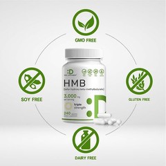 HMB 3000mg For Muscle Growth Lean Muscle Mass Fast Workout Recovery 240 Capsules