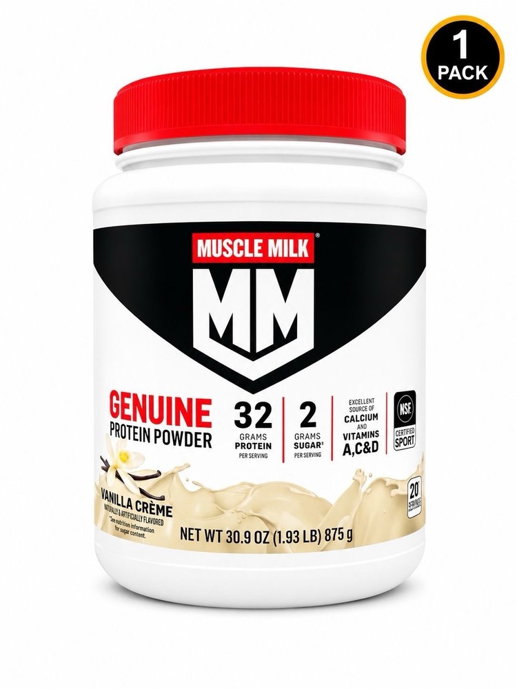 Muscle Milk Genuine Protein Powder, Vanilla Creme 30oz, Exp: 12-2026+