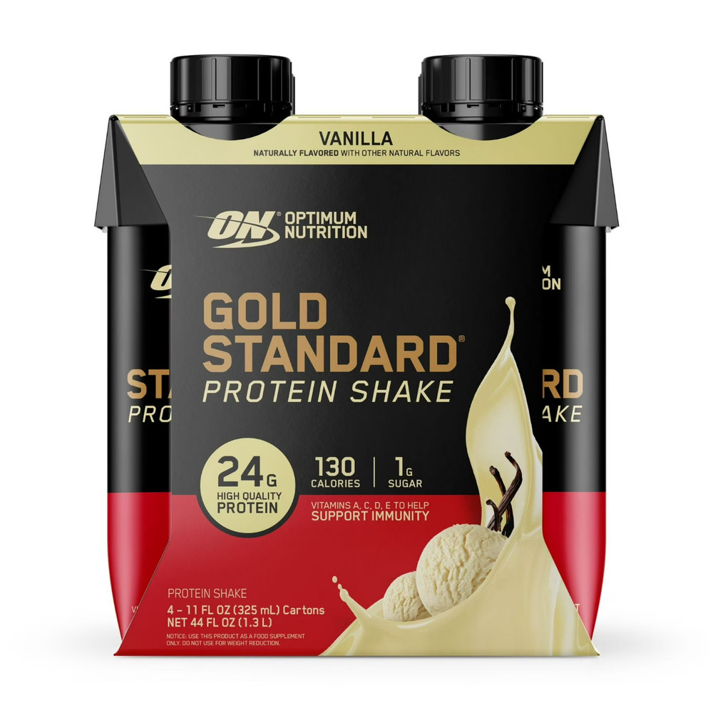 Optimum Nutrition Gold Standard Protein Shake, Vanilla, 24g Protein, 11 Fl Oz, 4