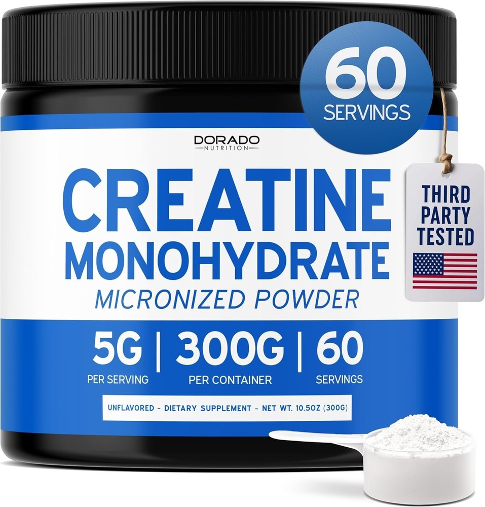 Creapure Creatine Monohydrate 300 Grams (60 Servings) for Men & Women.