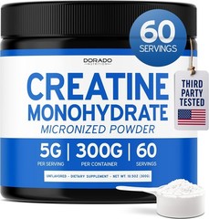 Creapure Creatine Monohydrate 300 Grams (60 Servings) for Men & Women.