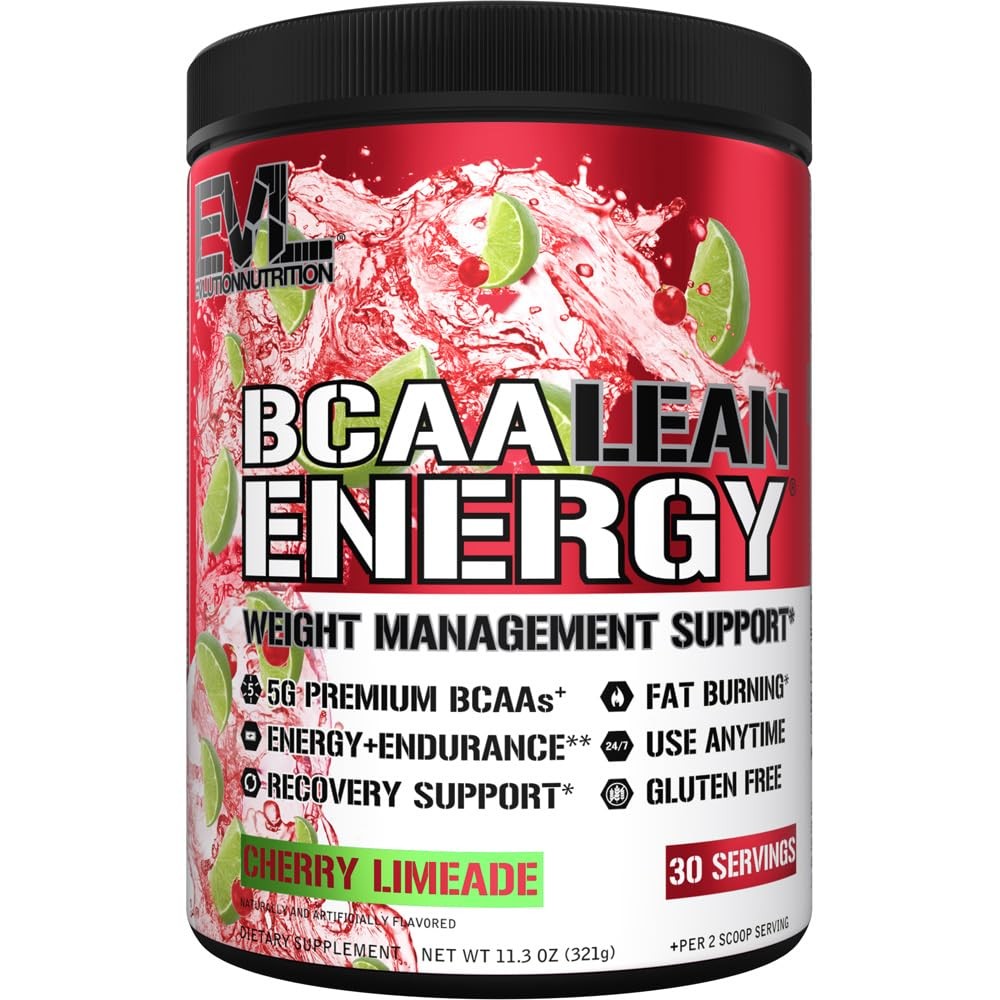 EVL BCAA Lean Energy Pre Workout Powder 10.9 oz Thermogenic Fat Burner Support