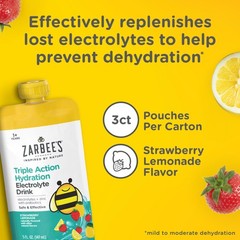Zarbee’s Triple Action Hydration Electrolyte Drink 5 Fl Oz (Pack of 3), N/a