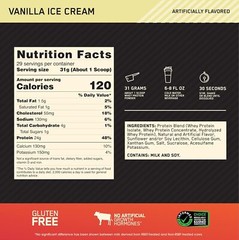 Optimum Nutrition Gold Standard 100% Whey Protein Powder – Vanilla Ice Cream…