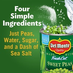 Del Monte FRESH CUT Sweet Peas, Canned Vegetables, 12 Pack, 8.5 oz Can