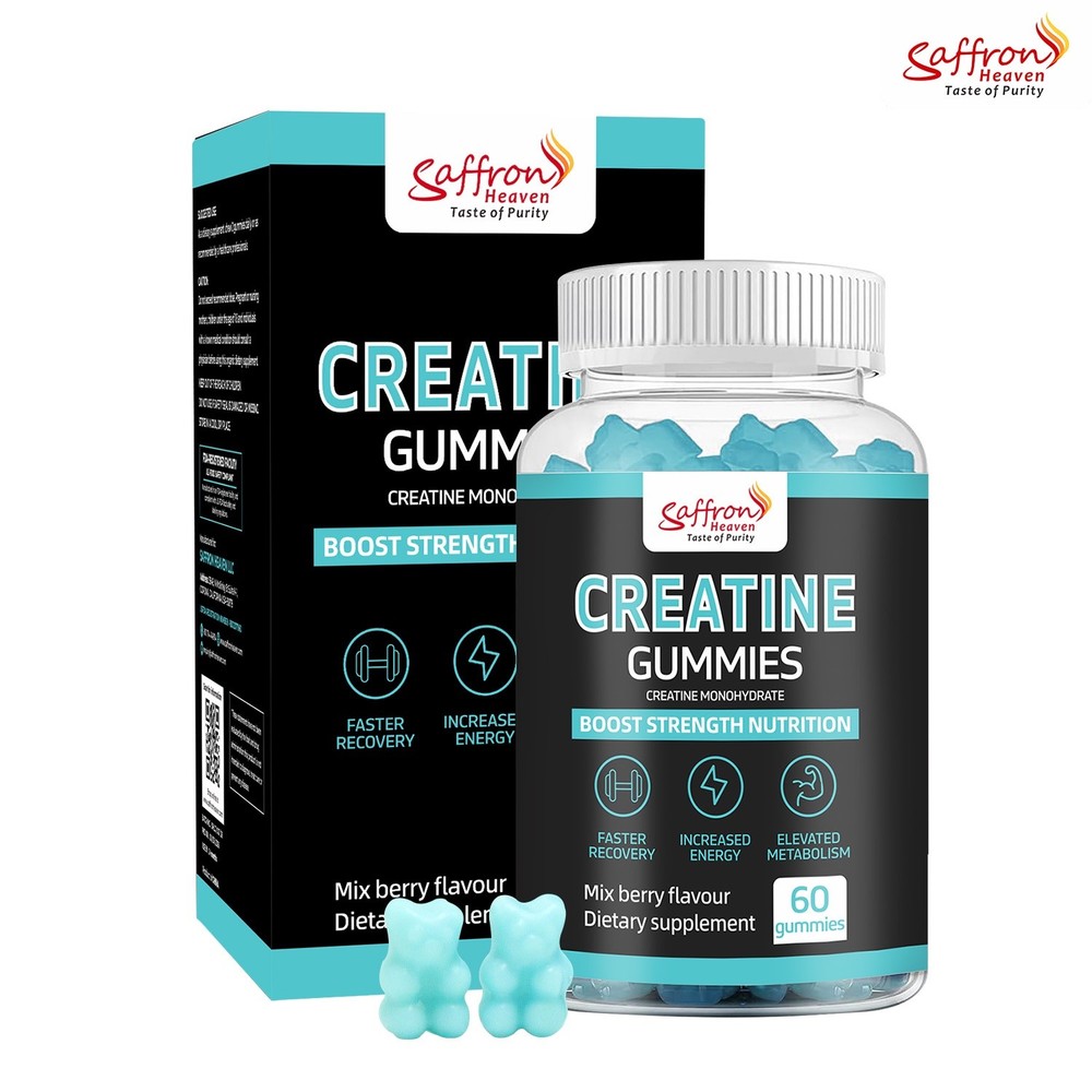 SAFFRON HEAVEN CREATINE MONOHYDRATE GUMMIES 60 COUNT | MIXED BERRY FLAVOUR