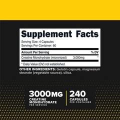 Primaforce Creatine Monohydrate Capsules – 240 Capsules, 3,000mg per Serving