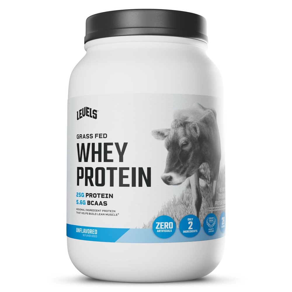 Levels Grass Fed Whey Protein Powder, No Artificials, 25G of Protein, Unflavo…