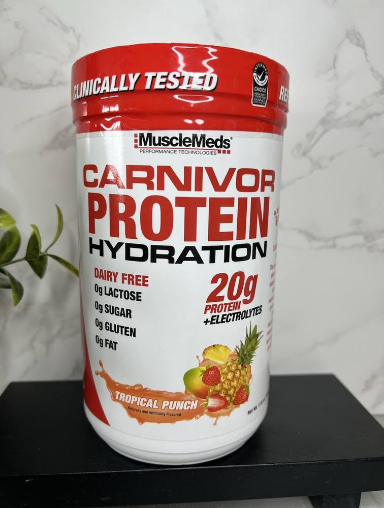 MuscleMeds Carnivor Hydration Protein Tropical Punch 20 Serv 1.6lb Exp 01/29